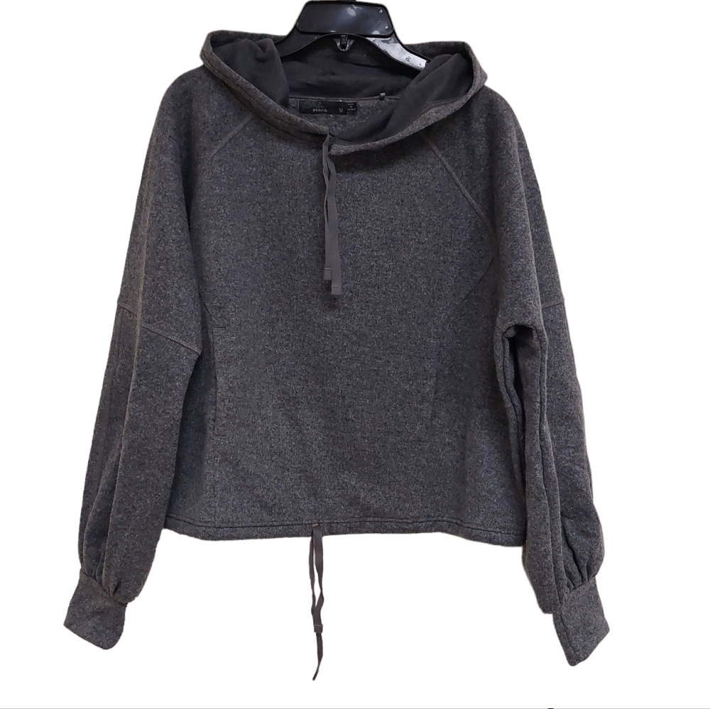 Prana grey cropped wool blend hoodie medium M